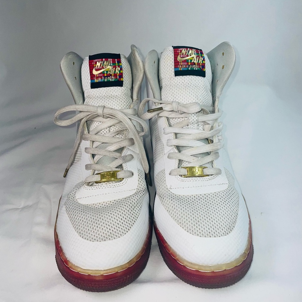 Nike White and Silver High-Top Sneakers